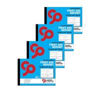 Cherry Printers | Carbonless First Aid Report Duplicate Book A4 | Accident Incident Report Book | 2 Part NCR Pad | 50 Sets | RIDDOR Compliant Forms | Workplace School Safety Log UK **4 Pack**
