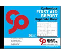 Cherry Printers | Carbonless First Aid Report Duplicate Book A4 | Accident Incident Report Book | 2 Part NCR Pad | 50 Sets | RIDDOR Compliant Forms | Workplace School Safety Log UK **50 Pack**