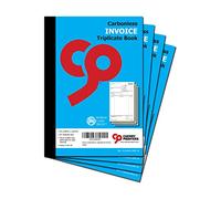 Cherry Printers Carbonless Invoice Book A5 | Triplicate NCR Invoice Book | 50 Triplicate Sets | Perforated Easy Tear Copies | Invoice Pad for Small Business Office Self Employed **4 Pack**