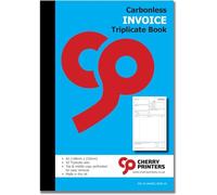 Cherry Printers Carbonless Invoice Book A5 | Triplicate NCR Invoice Book | 50 Triplicate Sets | Perforated Easy Tear Copies | Invoice Pad for Small Business Office Self Employed **2 Pack**
