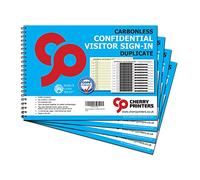 Cherry Printers | Carbonless NCR | Confidential Visitor Sign in | Duplicate | Wiro Book | A4 | 50 Sets | **Pack of 4**