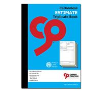 Cherry Printers Carbonless NCR Estimate Triplicate Book A5 | 3 Part | 50 Sets | Business Quote & Pricing Log | Work Order & Cost Calculation Pad | Perforated Top & Middle Copy