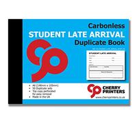Cherry Printers Carbonless NCR School Student Late Arrival Slip Duplicate Book A6 50 Sets