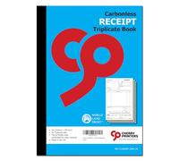 Cherry Printers | Carbonless | Receipt Book | Triplicate | A4 | 50 Sets | Perforated Top and Middle Copy | Made in The UK | Professional Business Receipt Pad for Invoices and Payments