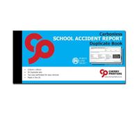 Cherry Printers Carbonless School Accident Report Duplicate Book GDPR | 99mm x 210mm | 50 Duplicate Sets | Both Copies Perforated | Ideal for Schools, Nurseries & Childcare Providers **20 Pack**
