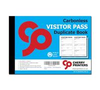 Cherry Printers Carbonless Visitor Pass Duplicate Book A5 | 50 Duplicate Sets | 100 Passes per Book | Top Copy Perforated Twice | Made in the UK | Professional Pad for Visitor Management
