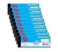 Cherry Printers | Cash Receipt Book - Cheque Book Style with stub 210mm x 74mm | 50pages 80gsm | 10 Pack