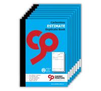 Cherry Printers | Estimate Duplicate Book A5 | 50 Sets | 8 Pack | No carbon required | perforated top copy | professional estimate pad for quotes & job estimates | made in the UK