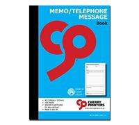 Cherry Printers Memo & Telephone Message Book A5 | 100 Pages of 80gsm | Stitched & Perforated for easy removal | Office & Business Communication Log | Record Calls, Messages & Notes