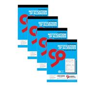 Cherry Printers Notification of Allergies Book A5 | Carbonless Duplicate Book with 50 Sets | Allergy Record for Schools | GP & Emergency Contact Details | Made in UK | Easy Tear-Off Sheets | 4 Pack