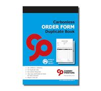 Cherry Printers | Order Form Duplicate Book A6 | 50 Carbonless Duplicate Sets | Invoice Receipt Pad with Perforated Top Copy | Small Business Order Book | Made in UK