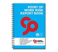 Cherry Printers Point of Work Risk Assessment Book A6 | POWRA Checklist Booklet | 50 Perforated Reports | Spiral Bound Workplace Inspection Log | Construction Site Health & Safety Record UK **4 Pack**
