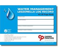 Cherry Printers Water Management Legionella Log Book A5 | 20 Page Record Book | 368 Water Testing Entries | Temperature Checks & Flush Log | ACoP L8 Compliant | 120gsm Paper | Made in UK **6 Pack**