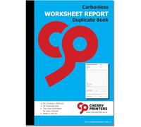 Cherry Printers | Worksheet Report 2pt A4 | Duplicate Job Sheet Book | 50 Numbered Sets | Contractor Job Sheets | Service Engineer Worksheet Pad | Perforated Work Order Book UK | **20 Pack**
