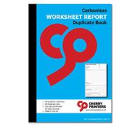 Cherry Printers | Worksheet Report 2pt A4 | Duplicate Job Sheet Book | 50 Numbered Sets | Contractor Job Sheets | Service Engineer Worksheet Pad | Perforated Work Order Book UK