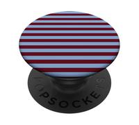 Cherry Red and Blue Striped Preppy Horizontal Stripes Girly PopSockets Adhesive PopGrip