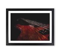 Cherry Red Bass Guitar Painting Modern Art Framed Print | A2 Black Framed Wall Art | Ready to Hang | Modern Music Picture | Living Room Bedroom Lounge Office