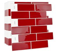 Cherry Red Retro Glossy 3D Sticker Tile 30.5 x 30.5cm - 6 pcs