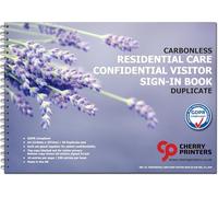 Cherry Residential Care Confidential Visitor Sign-in Wiro Book | GDPR Compliant | A4 Duplicate | Privacy Protected Top Copy | 50 Sets | 500 Entries | Made in The UK | Ideal for Care Homes **6 Pack**