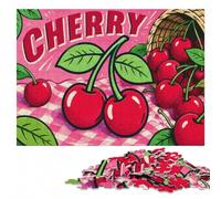 Cherry Retro Art Print Wooden Picture Puzzle for Adults, 500 Pieces | Shared puzzle challenge with screen-free home activity alone or together.