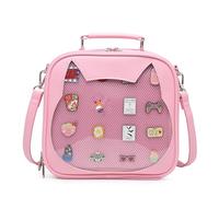 CHERRY SAUCE Cat Ita Bag Crossbody Bag Shoulder Bag Backpack Satchel Kawaii Purse with Pin Display, Update/Pink, Modern