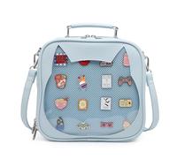 CHERRY SAUCE Cat Ita Bag Crossbody Bag Shoulder Bag Backpack Satchel Kawaii Purse with Pin Display, Update/Light Blue, Modern