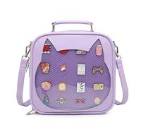 CHERRY SAUCE Cat Ita Bag Crossbody Bag Shoulder Bag Backpack Satchel Kawaii Purse with Pin Display, Update/Purple, Modern