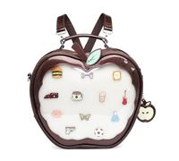 CHERRY SAUCE Cute Red Apple Ita Bag Kawaii Pin Display Purse Backpack Crossbody Shoulder Bag, Brown
