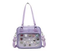 CHERRY SAUCE Oxford Ita Bag Crossbody Shoulder Bag Satchel Messenger Backpack Multi-Purpose Pins Display, 38-purple