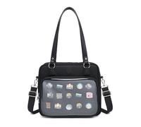 CHERRY SAUCE Oxford Ita Bag Crossbody Shoulder Bag Satchel Messenger Backpack Multi-Purpose Pins Display, Black