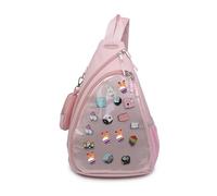 CHERRY SAUCE Oxford Ita Bag Kawaii Pin Display Chest Pack Single Shoulder Bag Sport Backpack Hiking Daypack, Pink, Classic