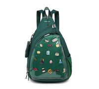 CHERRY SAUCE Oxford Ita Bag Kawaii Pin Display Chest Pack Single Shoulder Bag Sport Backpack Hiking Daypack, Dark green, L