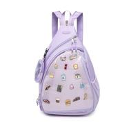 CHERRY SAUCE Oxford Ita Bag Kawaii Pin Display Chest Pack Single Shoulder Bag Sport Backpack Hiking Daypack, Purple, L