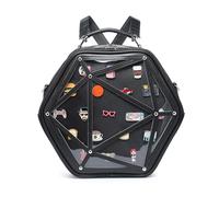 CHERRY SAUCE Star Ita Bag PU Crossbody Shoulder Bag Backpack Multipurpose Pins Display, black, 11.5 x 8 x 1 inches