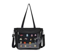 CHERRY SAUCE Tote bag Ita Bag Canvas Crossbody Shoulder Bag Backpack Kawaii Purses and Handbags with Pin Display, Black, M, Silk Ribbon Tote Bag Ita Bag