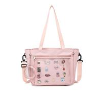 CHERRY SAUCE Tote bag Ita Bag Canvas Crossbody Shoulder Bag Backpack Kawaii Purses and Handbags with Pin Display, Pink, M