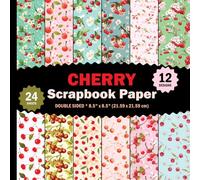 Cherry Scrapbook Paper: Red Summer Fruits Blossom Sheets for Journals, Orchard Origami, Crimson Ruby Cards, Holiday Photo Albums - 12 Designs - 2 Sheets/Design - 8.5"x8.5"
