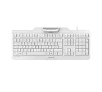 CHERRY SECURE BOARD 1.0, Wired Security Keyboard with Card Reader and RFID/NFC Interface, German Layout (QWERTZ), USB-A Port, White-Grey
