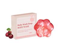 Cherry & Shea Butter Body Wash Soap Bar - Moisturizing and Cleansing Solid Bar Soap for Dry & Sensitive Skin, Gentle Formula, Long Lasting Hydration, Fresh Feel - 3.5 oz