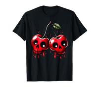 Cherry Skull Poison Pair Halloween Womens Goth Top T-Shirt