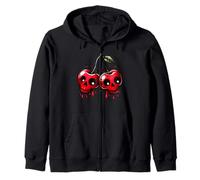 Cherry Skull Poison Pair Halloween Womens Goth Top Zip Hoodie