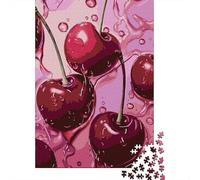 Cherry Splash Art 1000pc DIY Jigsaw Puzzle for Adult Fans Premium Cardboard Home Decoration Wall Display Gift for Friends At-home Relaxation Jigsaw 52x38cm/1000pcs