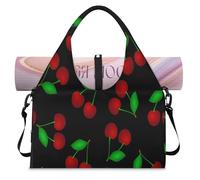 Cherry Sports Duffle Bag with Shoe Compartment Fruit Cherry Weekend Overnight Bags Tote Cabin Luggage Bag for Gym Yoga Travel