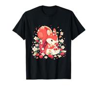Cherry Squirrel Colourful Floral Artwork Cherry Lover T-Shirt
