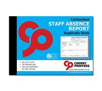 Cherry Staff Absence Report | Carbonless | Duplicate - 2pt | A5-5.8 inches x 8.3 inches | 50 Sets per Book