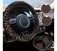 Cherry Steering Wheel Cover Universal 14.5-15 Inch Non-Slip Cherry Car Accessories for Women Men