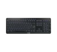 CHERRY STREAM KEYBOARD ULTIMATE, Wireless Multi Device Keyboard for up to 4 Devices, French Layout (AZERTY), Bluetooth, 2.4 GHz & Cable, Illuminated, Black