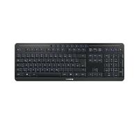 CHERRY STREAM KEYBOARD ULTIMATE, Wireless Multi Device Keyboard for up to 4 Devices, German Layout (QWERTZ), Bluetooth, 2.4 GHz & Cable, Illuminated, Black