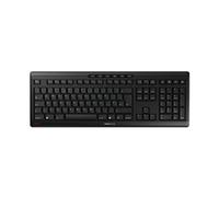 CHERRY STREAM KEYBOARD WIRELESS, Cordless Keyboard, UK Layout (QWERTY), 2.4 GHz RF, Quiet Keys, Flat Design, Battery-Operated, Black