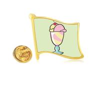 Cherry Sweet cup ice cream Golden Metal Flag Lapel Pin Badge